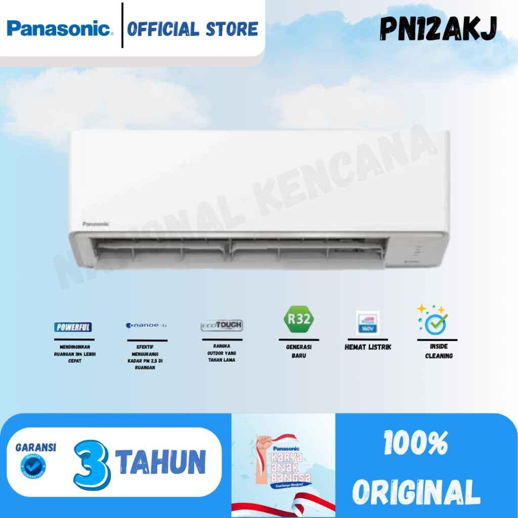 AC Panasonic PN12AKJ 1 PK - Eco Smart Hemat Energi & Tahan Lama | Dingin Cepat, Hemat Listrik | Gara