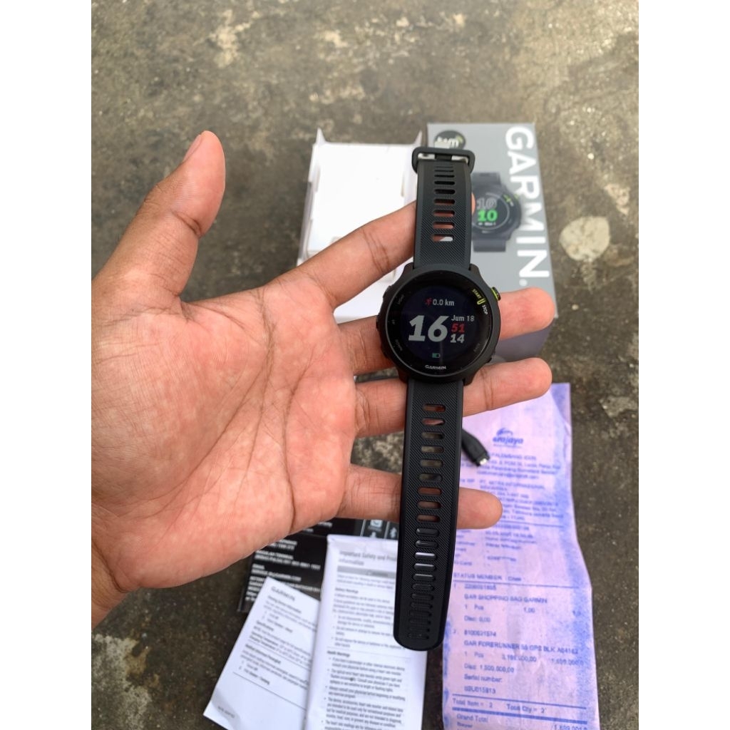 Jam Tangan Garmin Forerunner 55 Fullset Bekas Mulus Original