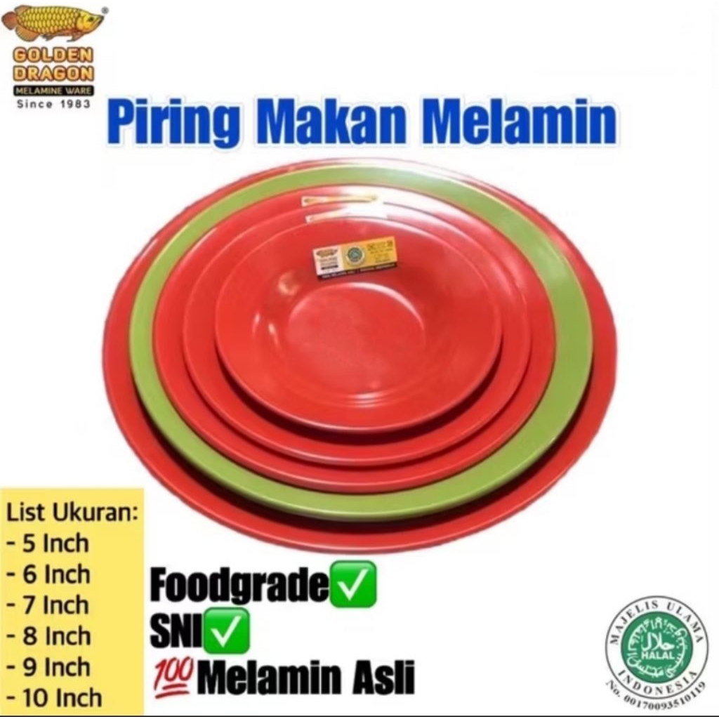 Piring melamin Cekung Golden Dragon/ Piring melamin Tebal / Piring makan melamin Golden Dragon Berba