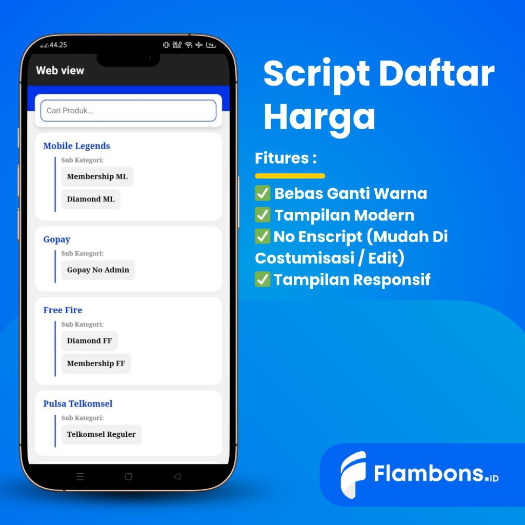 Script Bukaolshop Daftar Harga