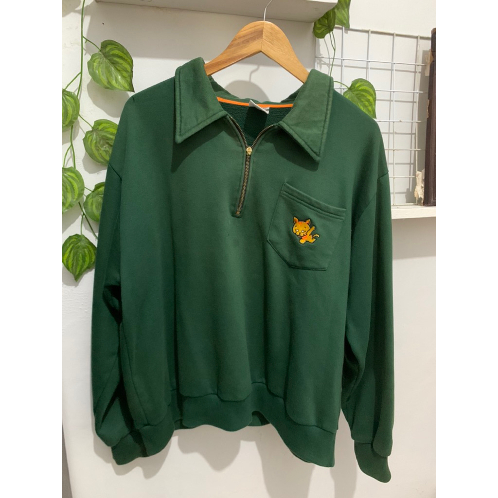 CRSL Chilo Polonian Sweatshirt Green Size XL Minus pemakaian