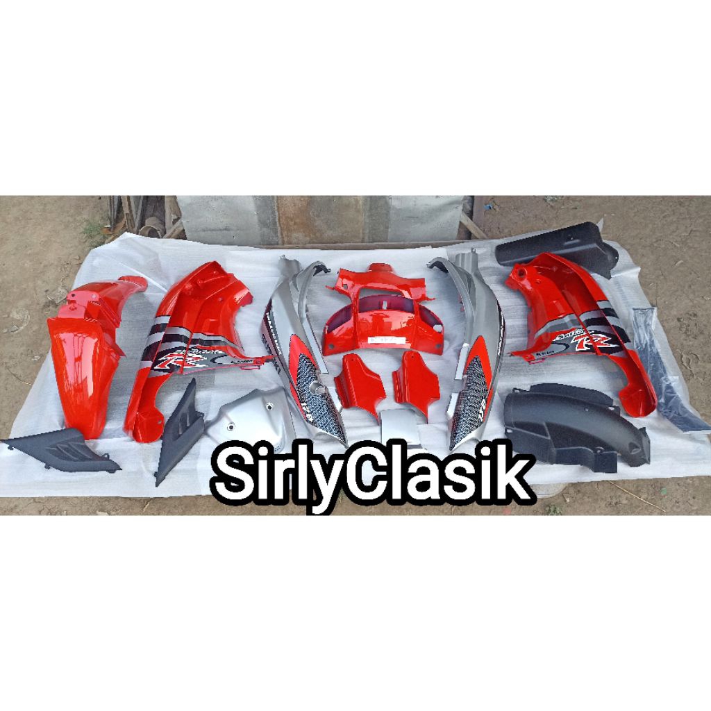 Cover Body Fullset Halus Kasar Suzuki Satria R Lumba 2Tak Warna Merah Silver