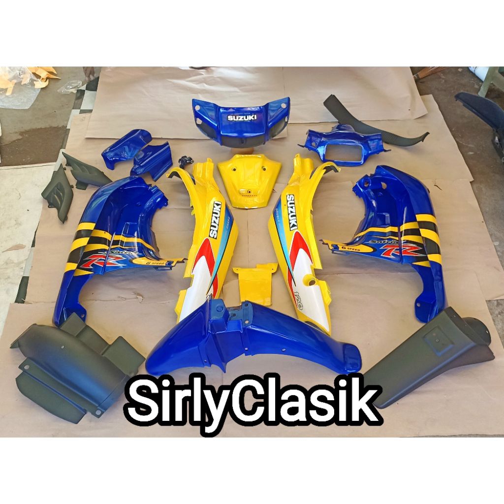 Cover Body Fullset Halus Kasar Suzuki Satria R Lumba 2Tak Warna Biru Kuning