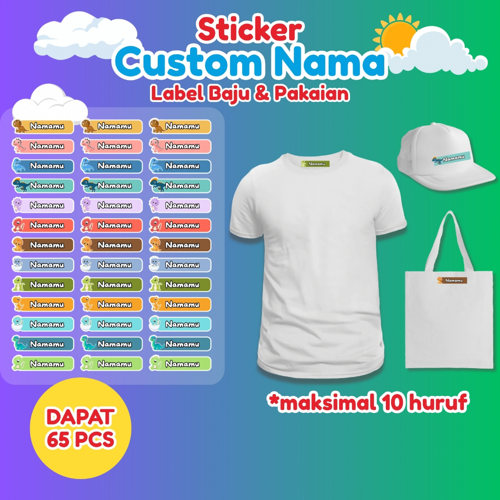 

Stiker Kain Custom 65 PCS Stiker Label Nama Kain Baju Anak Sablon Setrika sticker aesthetic custom