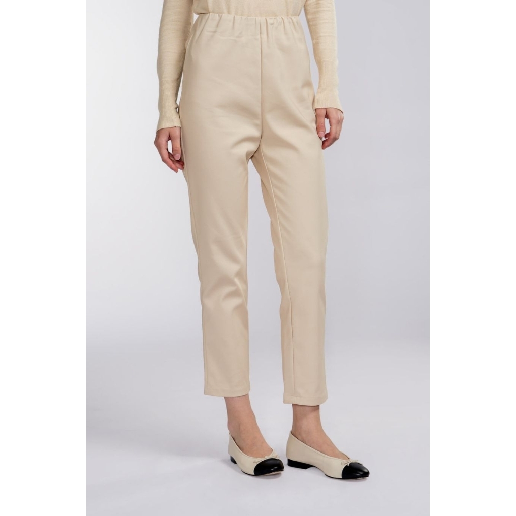 Benang Jarum High Waist Ankle Pants Khaki