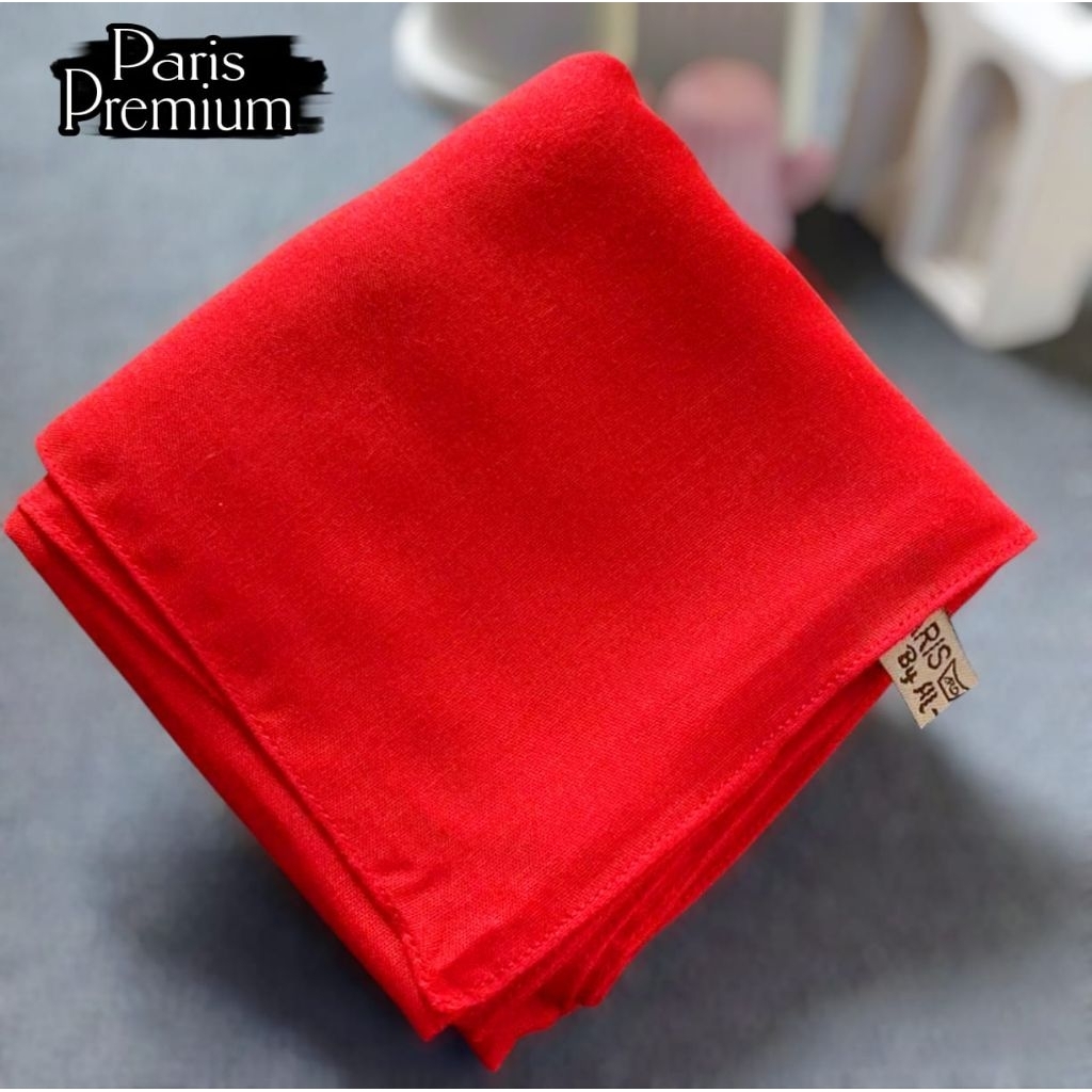 Hijab Segi Empat Paris Premium Jahit Tepi Warna Merah Cabe | Hijab Warna Merah Bendera