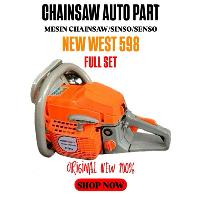 𝙏𝙀𝙍𝙈𝙐𝙍𝘼𝙃 𝙊𝙍𝙄𝙂𝙄𝙉𝘼𝙇 ❗ Chainsaw NEW WEST 598 Bar Baja 22inch. Gergaji Potong Chainsaw/Sinso/Senso ORIGI