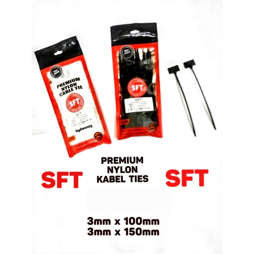 

Cable Ties SFT 3x100mm 3x150mm isi 50pcs - Tali Kabel Nylon Hitam Putih Kuat Praktis