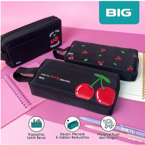 

[ PCS ] Tempat Pensil Kain BIG / Kotak Pensil Kain BIG / Tepak Pensil BIG / Pencil Case BIG Model Cherry PF-027