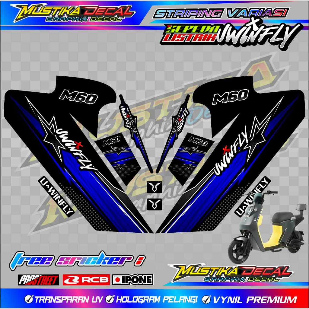 STRIPING VARIASI SEPEDA LISTRIK UWINFLY - STARS EDITION / STICKER LIST VARIASI SEPEDA LISTRIK UWINFL