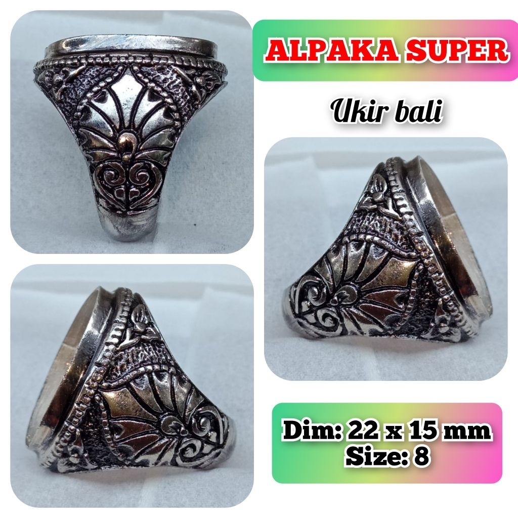 cincin emban batu akik batu permata alpaka super ukir Bali.100