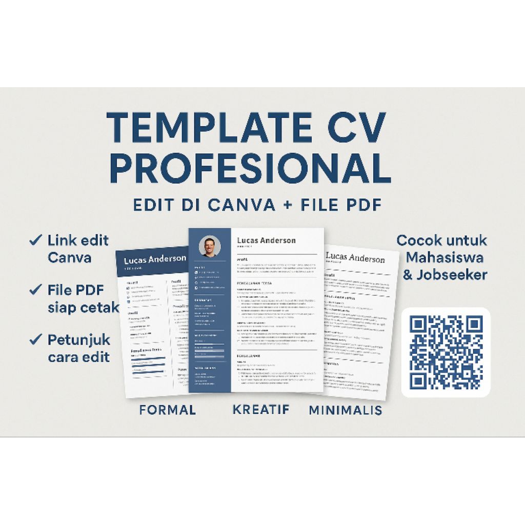 

Template CV Profesional | Edit di Canva + File PDF | Untuk Fresh Graduate & Pelamar Kerja