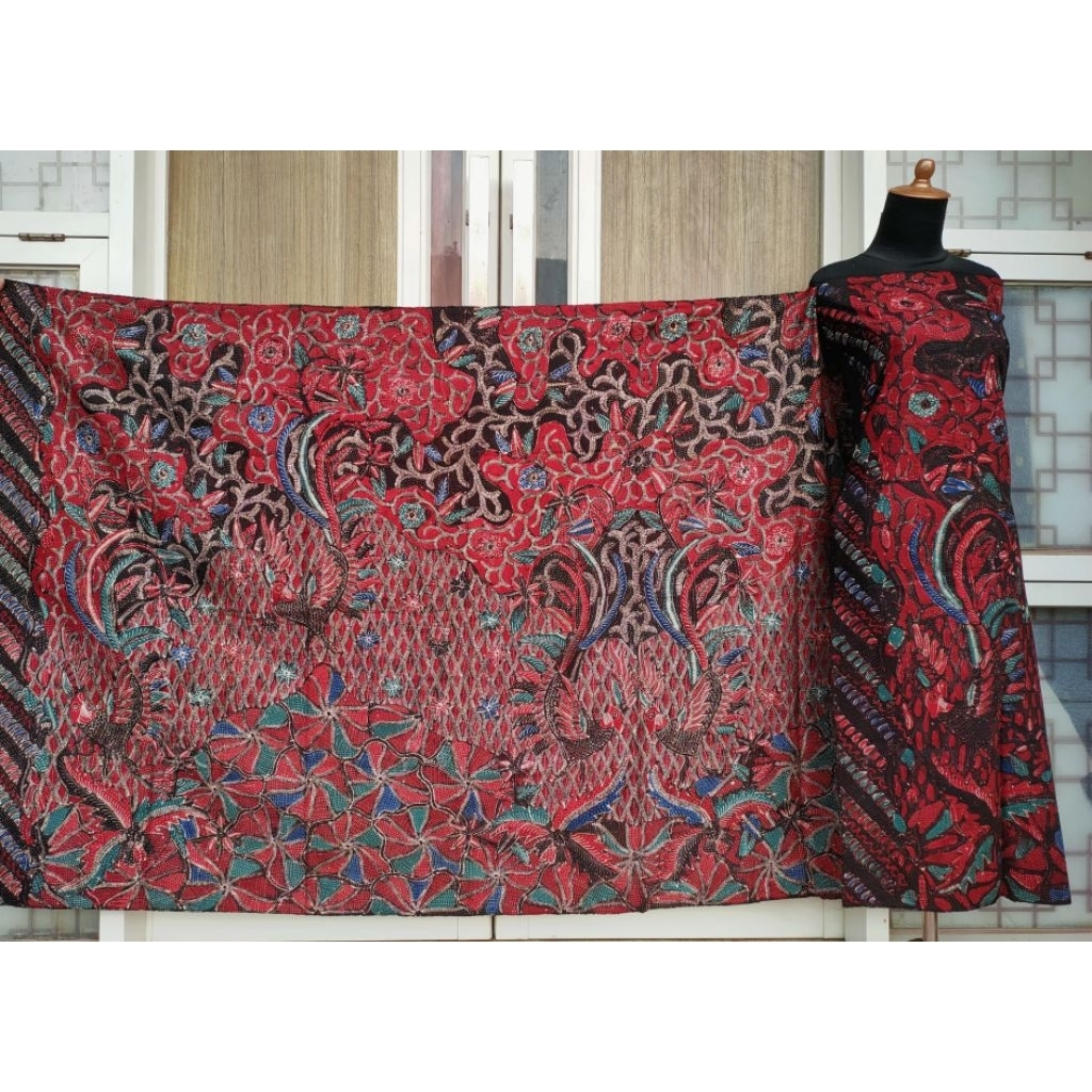 Batik Umiromlah 1110442 Bahan Kain Batik Full Tulis Asli Canting Pengrajin Madura Pamekasan Merah
