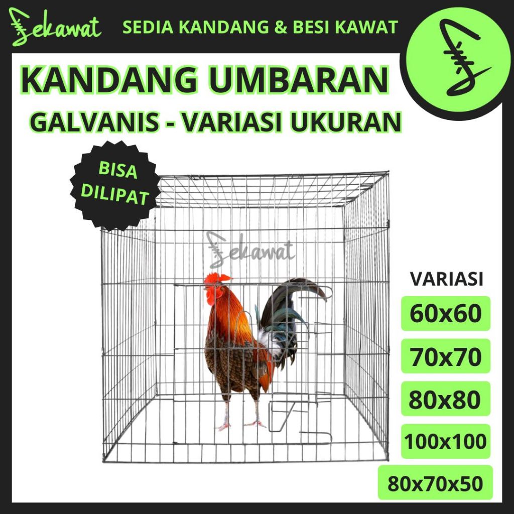 Kandang Umbaran Galvanis Variasi Ukuran - Bisa Dilipat