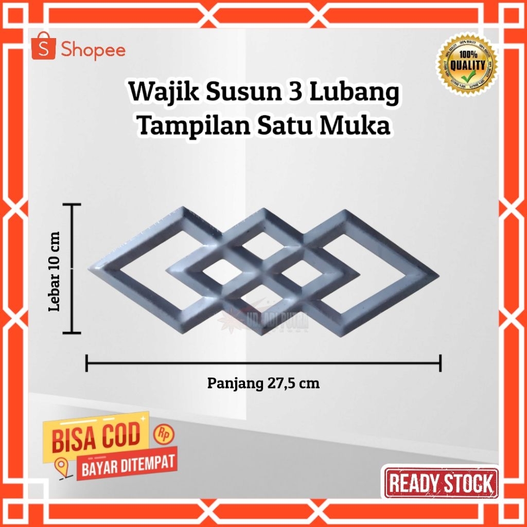 WAJIK SUSUN 3 LUBANG / TAMARA  BESI PLAT  TAMPILAN SATU MUKA | AKSESORIS HIASAN PAGAR BESI TRALIS BA