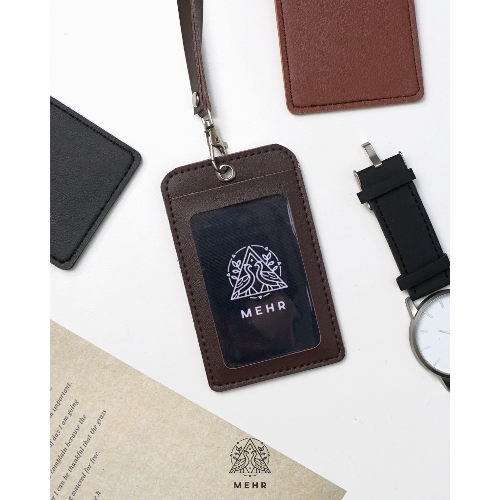 

Mehr Pedram Id Card Holder Kulit Tempat Kartu Nama Name Tag Tali Lanyard Pria Wanita Gantungan Kartu