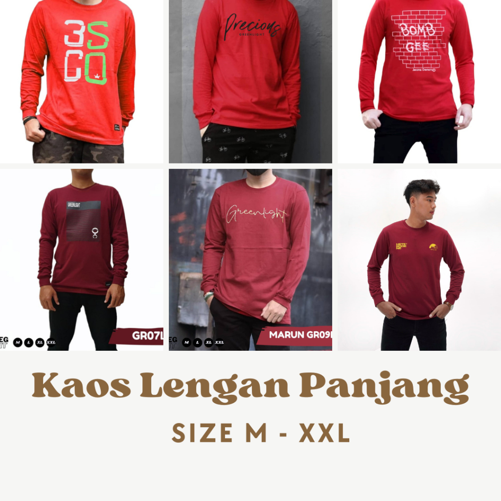KAOS LENGAN PANJANG MERAH PRIA WANITA
