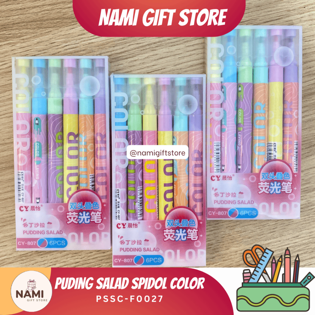 

[PSSC-F0027] Puding Salad Spidol Color Rainbow 6 Pcs