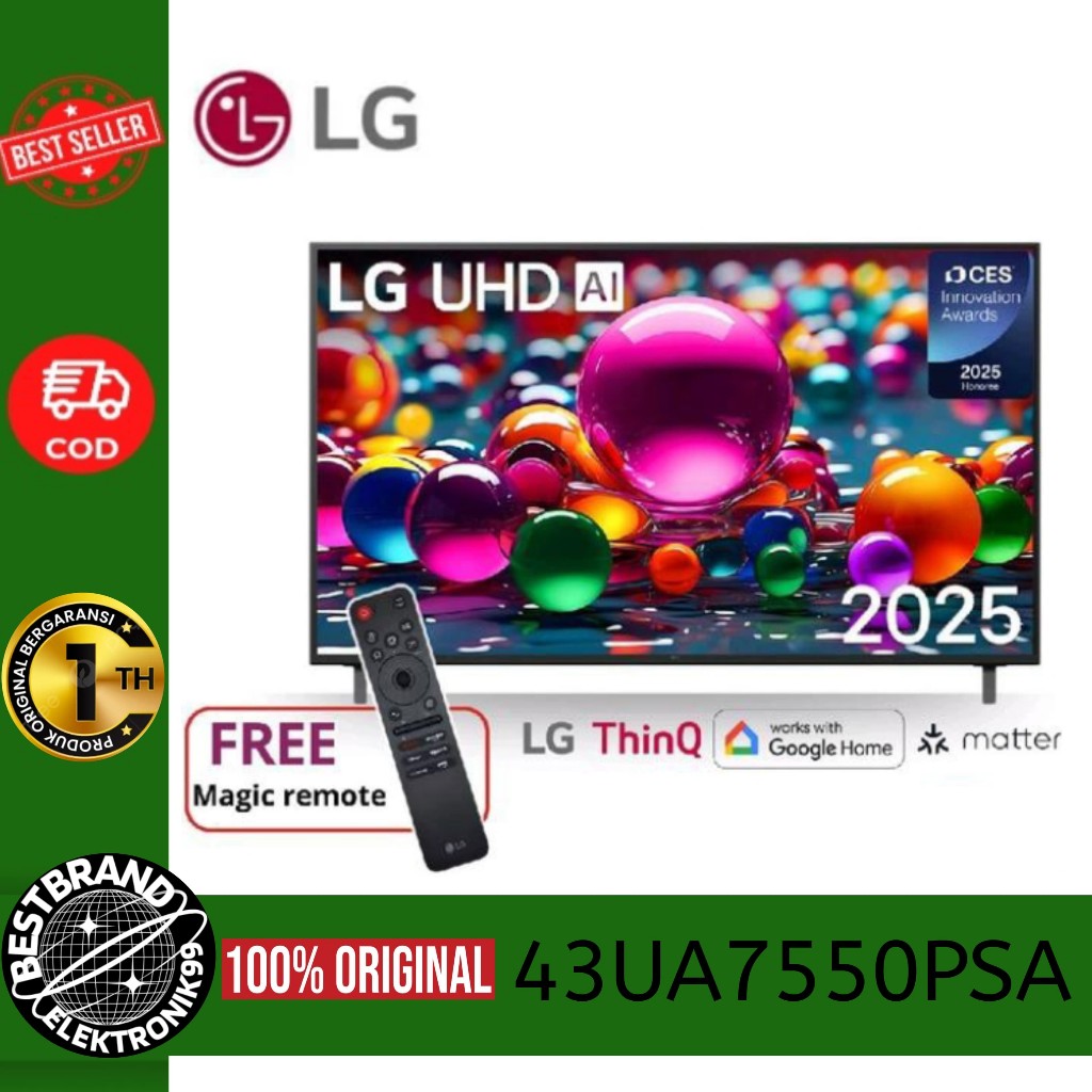 LG 43UA7550PSA LED 43 INCH UHD AI SMART TV MAGIC REMOT 43UA7550 43UA 7550