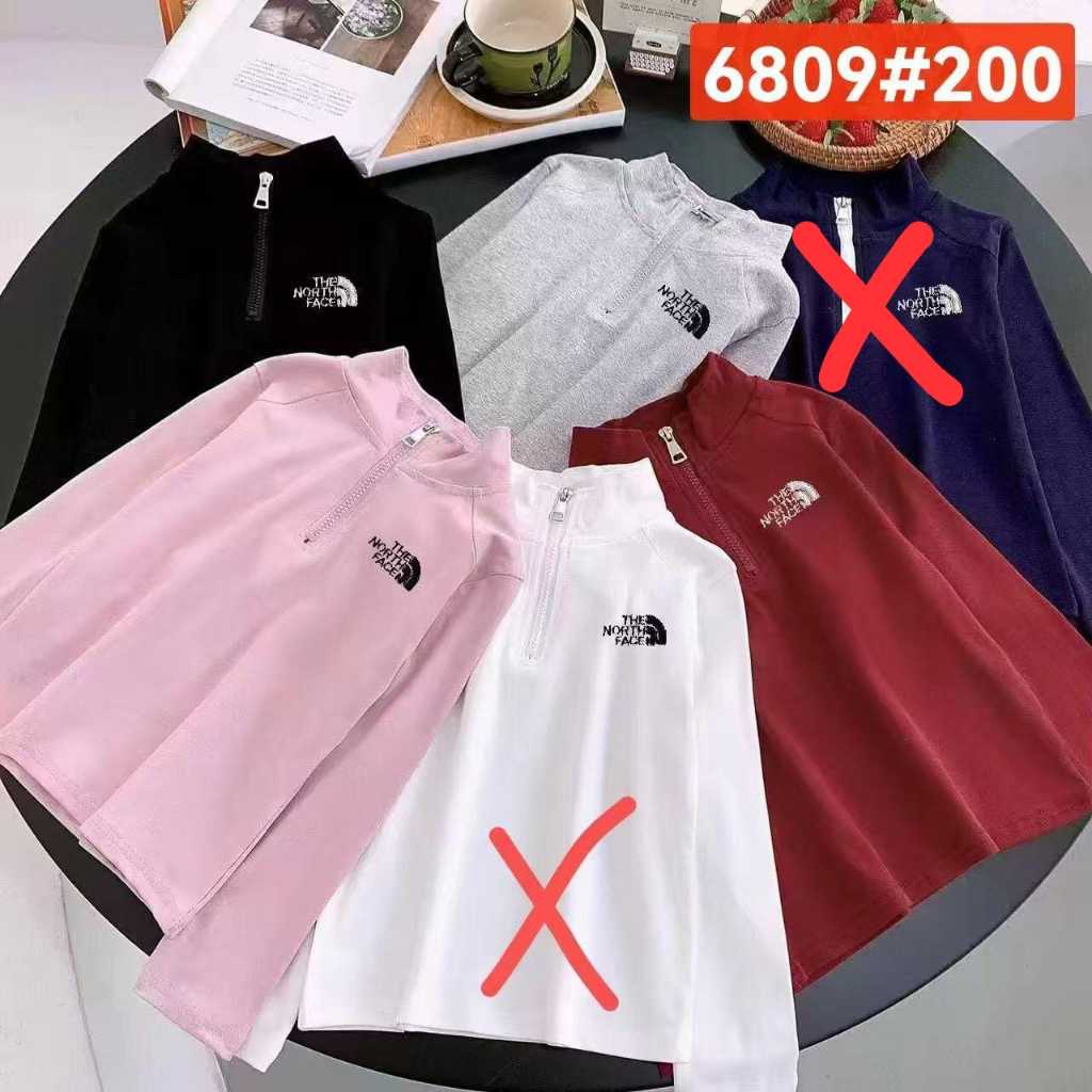 Atasan Kaos Zipper Lengan Panjang Anak Perempuan