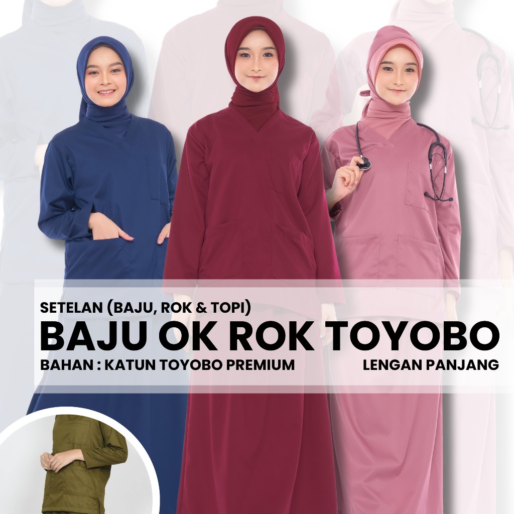 Baju OK ROK TOYOBO / Baju Jaga  ROK / Scrub Medis ROK LENGAN PANJANG (DOCHS MEDIC)