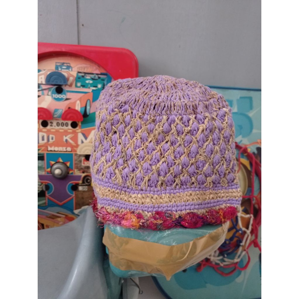 Topi Rajut Wanita Korea Pink House