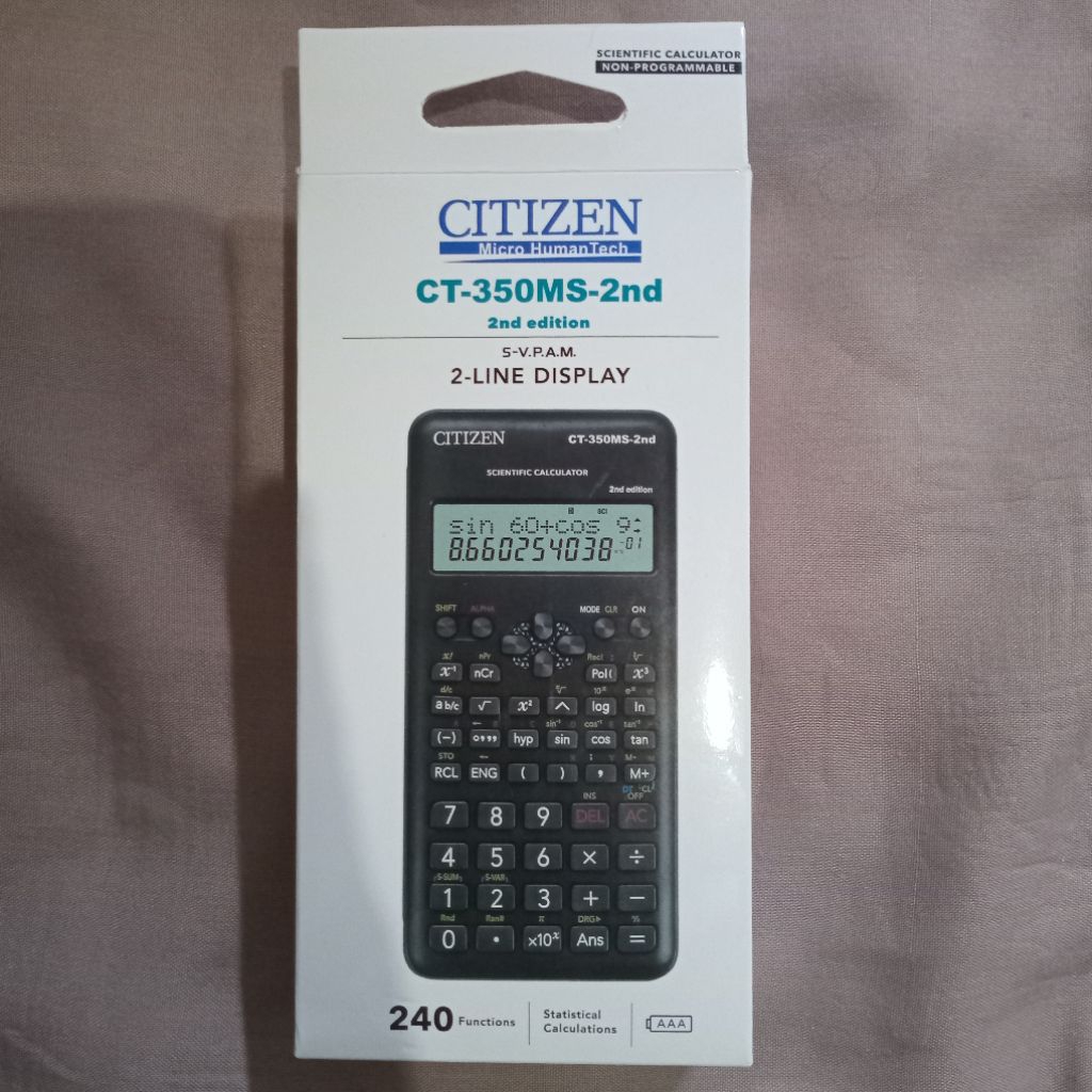 

Citizen Scientific Calculator CT-350MS-2nd edition 2 Line Display 240 Functions