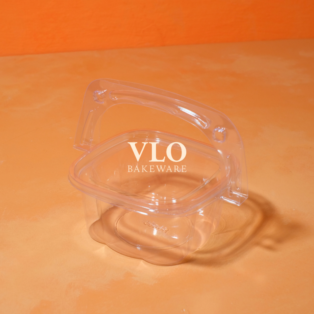 

[1 SET ISI 10 PCS] Kotak kue mika dengan handle | kotak salad buah mika korea