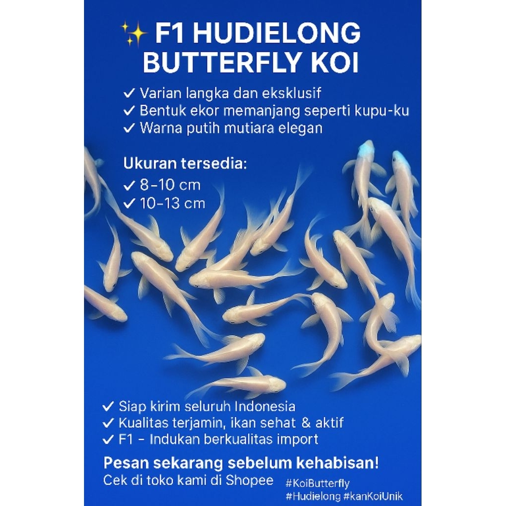 Ikan Koi F1 Hudielong Butterfly 8-13 cm