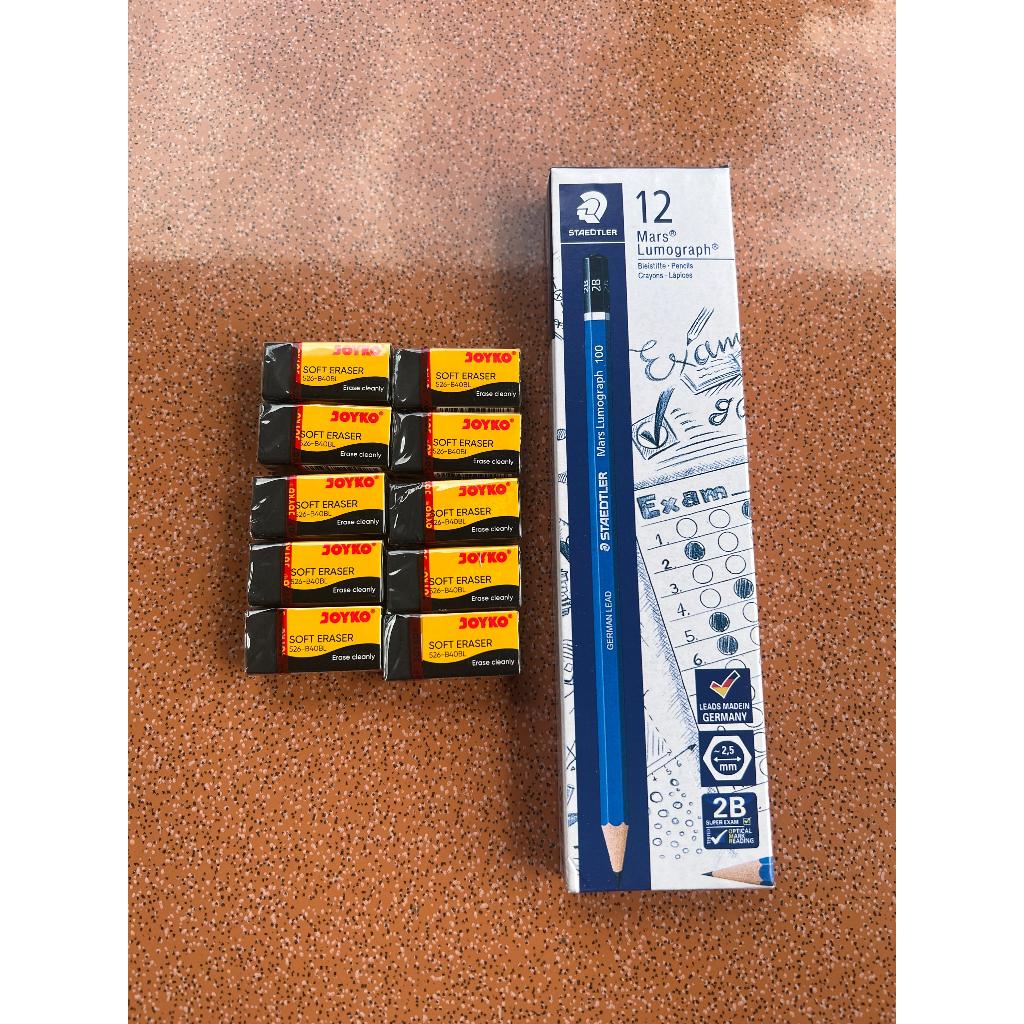 

BUNDLE 12 PCS PENSIL STAEDLER 2B UJIAN COMPUTER + 10 PCS PENGHAPUS JOYKO MINI