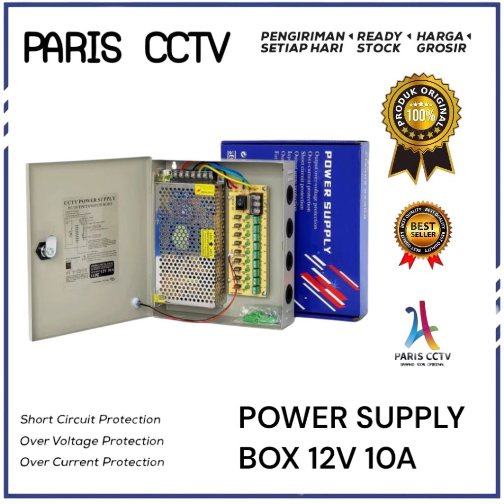 PSU Power Supply CCTV 12V 10A Box -PSU Box CCTV -