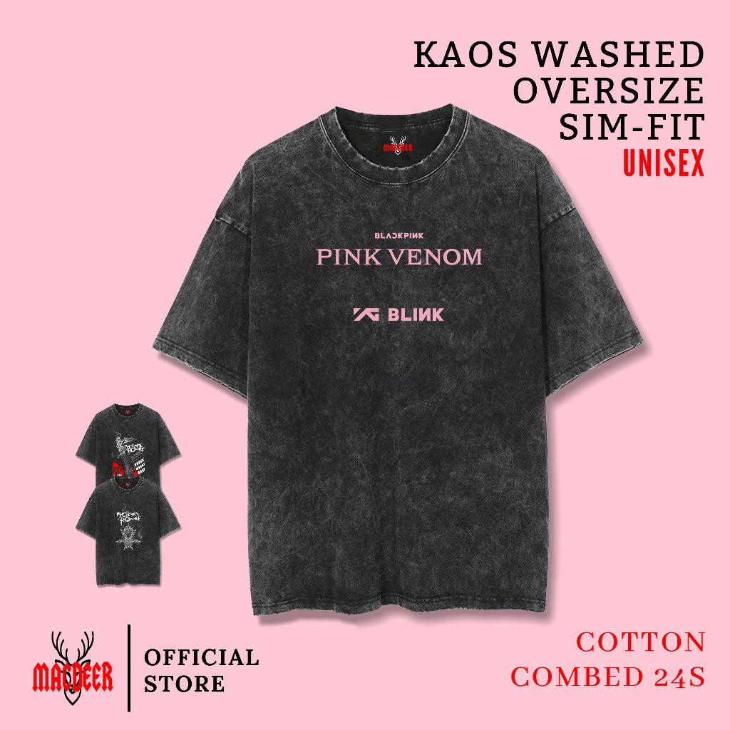 MACDEER Kaos BLACKPINK DEADLINE Oversize washed tshirt slimfit Stonewash Kaos TOUR BLACKPINK 22-29