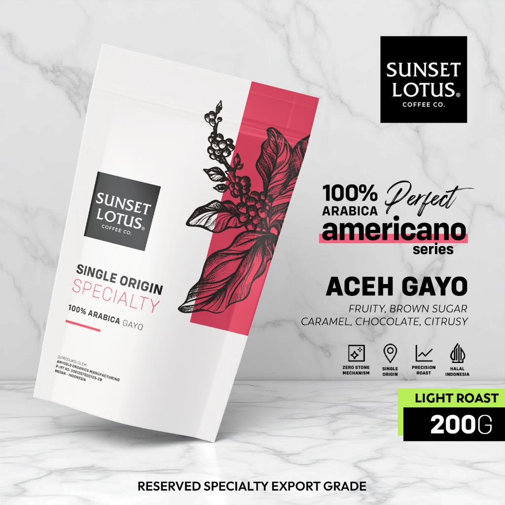 

Sunset Lotus Biji Kopi Full Arabika Gayo Specialty 200gr - Light Roast