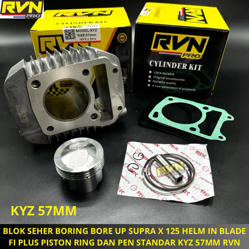 BLOK SEHER PAKET BORE UP SUPRA X 125 HELM IN BLADE FI KYZ 57MM