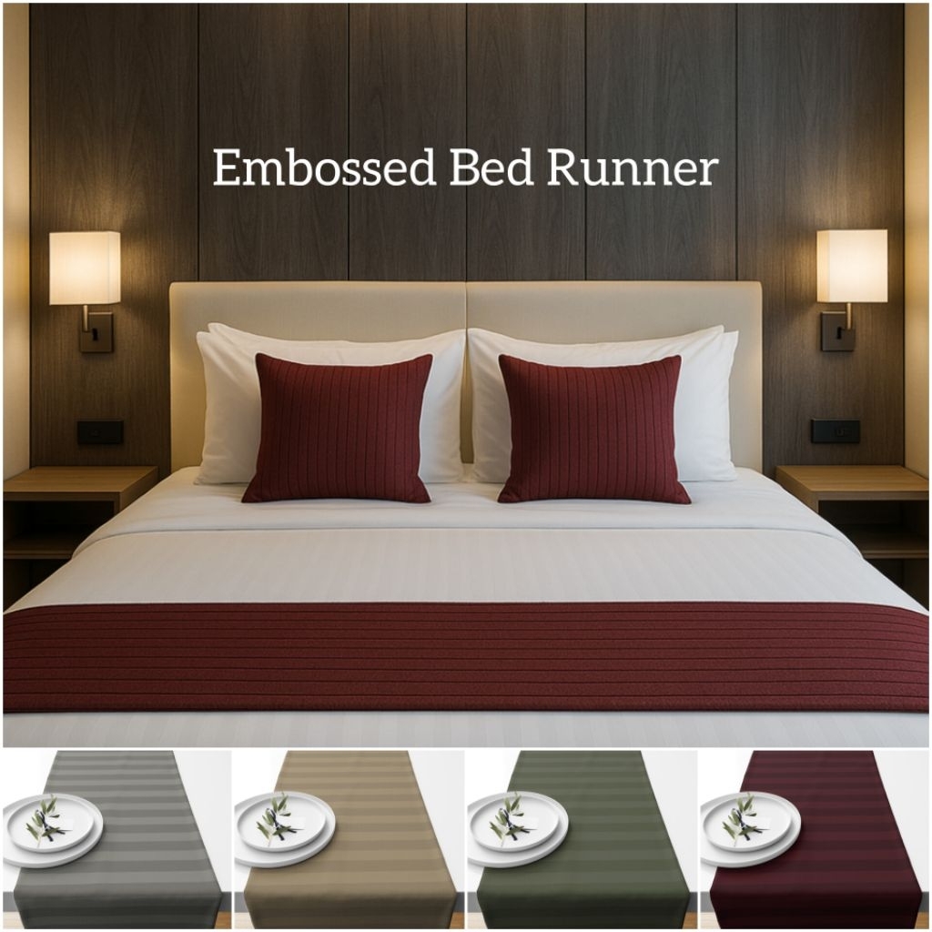 BED RUNNER SET SARUNG BANTAL POLOS EMBOSS ULTIMA CHEVRON