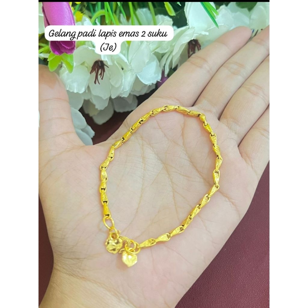 Gelang Padi 2 Suku Sepuh Lapis Mas