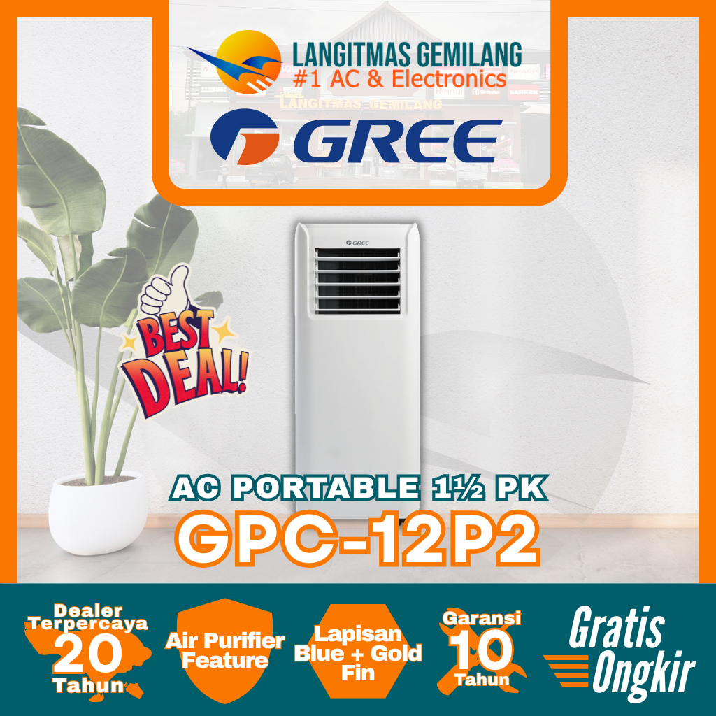 GREE AC PORTABLE 1½ PK GPC-12P2