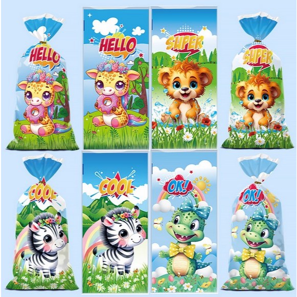 

50 PC PLASTIK KEMASAN BINGKISAN KUE COOKIES SNACK PERMEN SOUVENIR HAMPERS PESTA ULANG TAHUN ANAK / PLASTIK ULANG TAHUN BINGKISAN SNACK