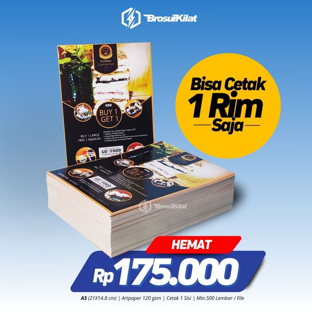 

Cetak Brosur Murah Ukuran A5 Kertas Artpaper 120 gsm