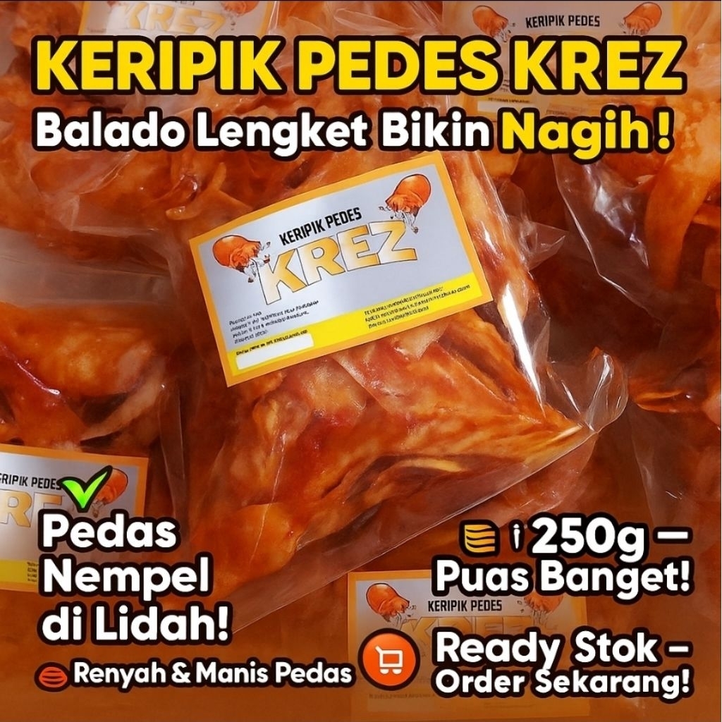 

KERIPIK KREZ Balado Lengket 250g Halal – Pedes Manis Nendang, Auto Ketagihan