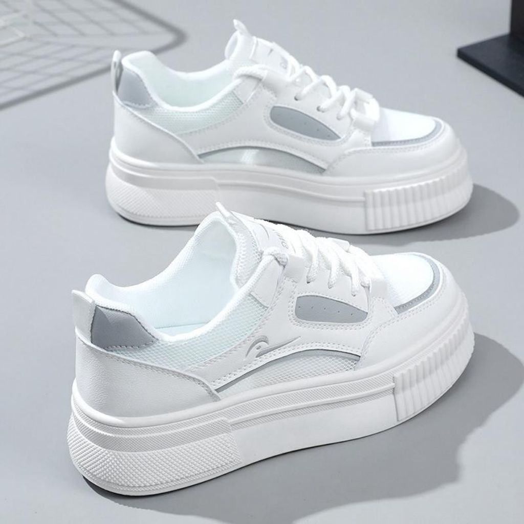 Sepatu Wanita Snackers Putih Polos, Sepatu Import Korea ,,,
