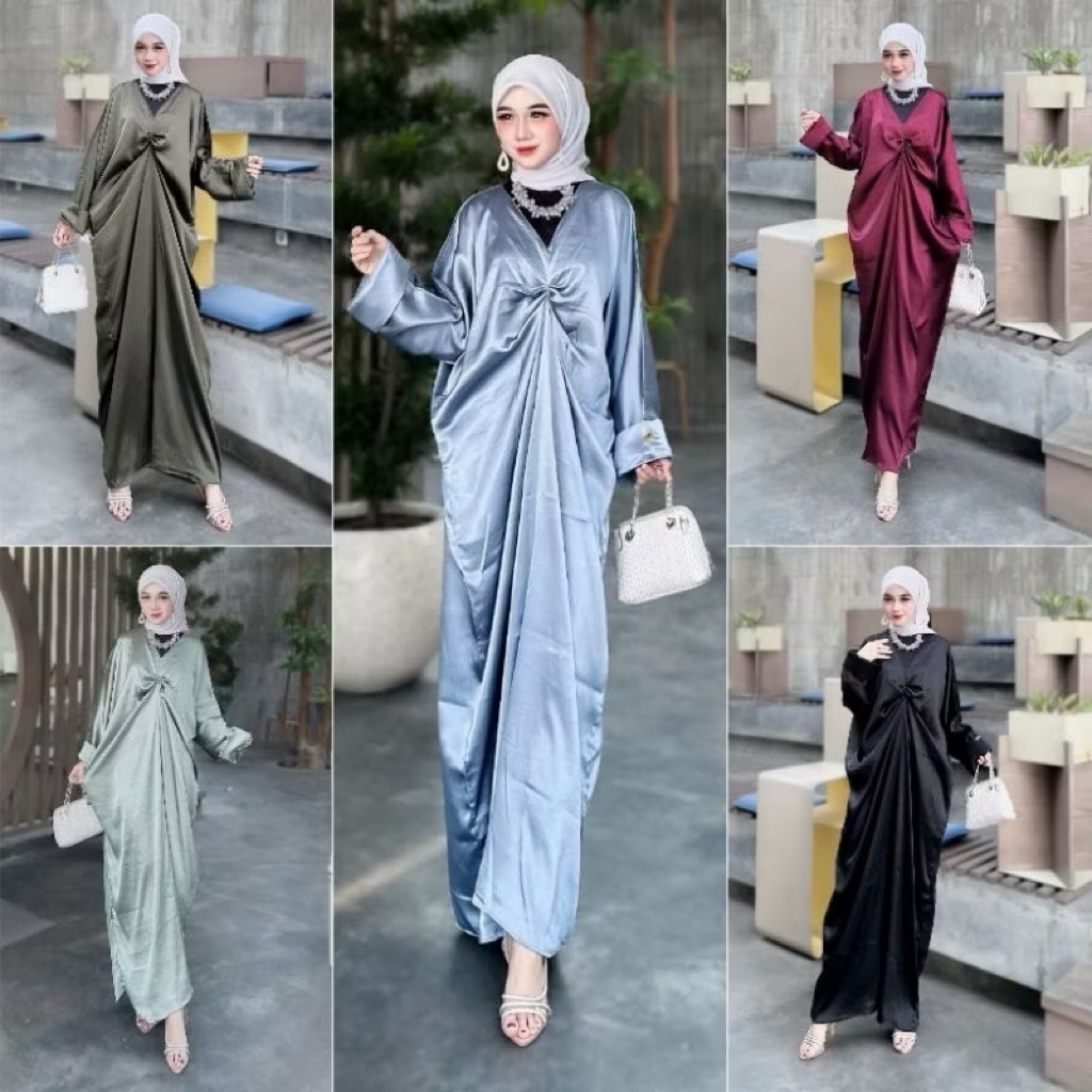 Kaftan Silk Premium Kaftan Polos Gamis Pesta Simple Elegant baju