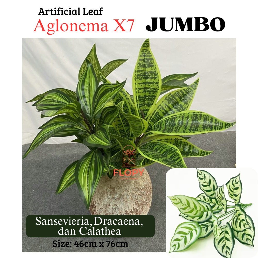 [ 7 Cabang ] Artificial Bunga Aglonema / Bunga Plastik / Bunga Dekorasi
