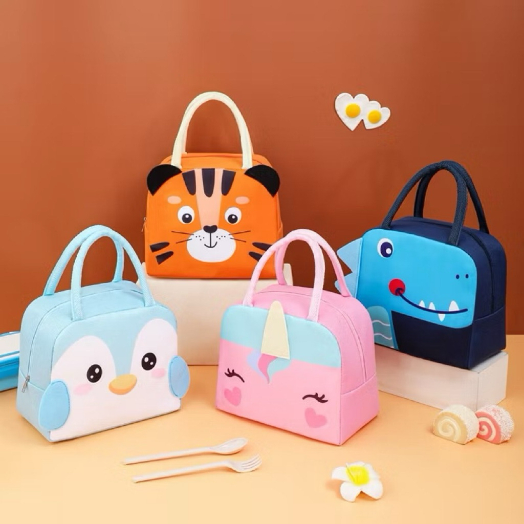 Lunch Bag Cooler Tas Bekal Anak Karakter Hewan Lucu Serbaguna Portable / Tempat Penyimpanan Makanan 