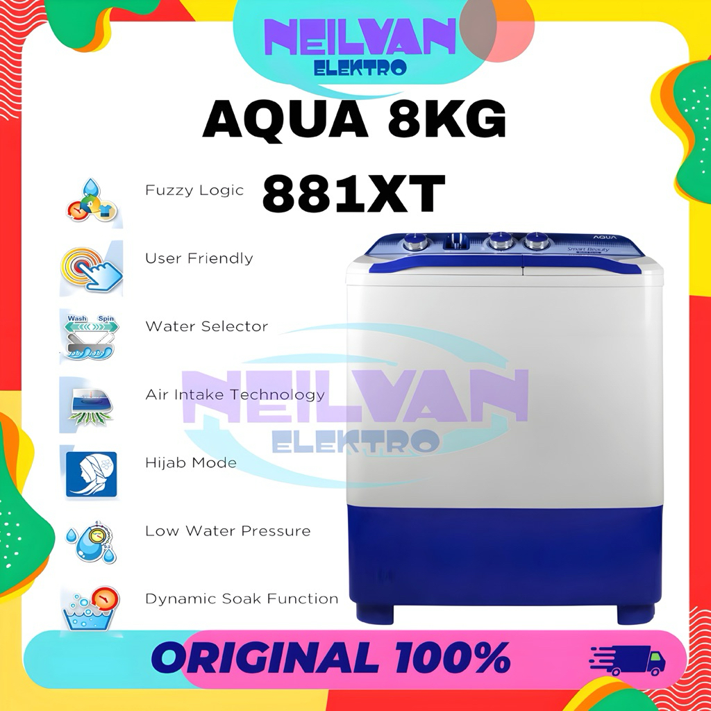 Mesin cuci 8kg aqua 2 tabung 881xt mesin cuci aqua 8kg tabung 2