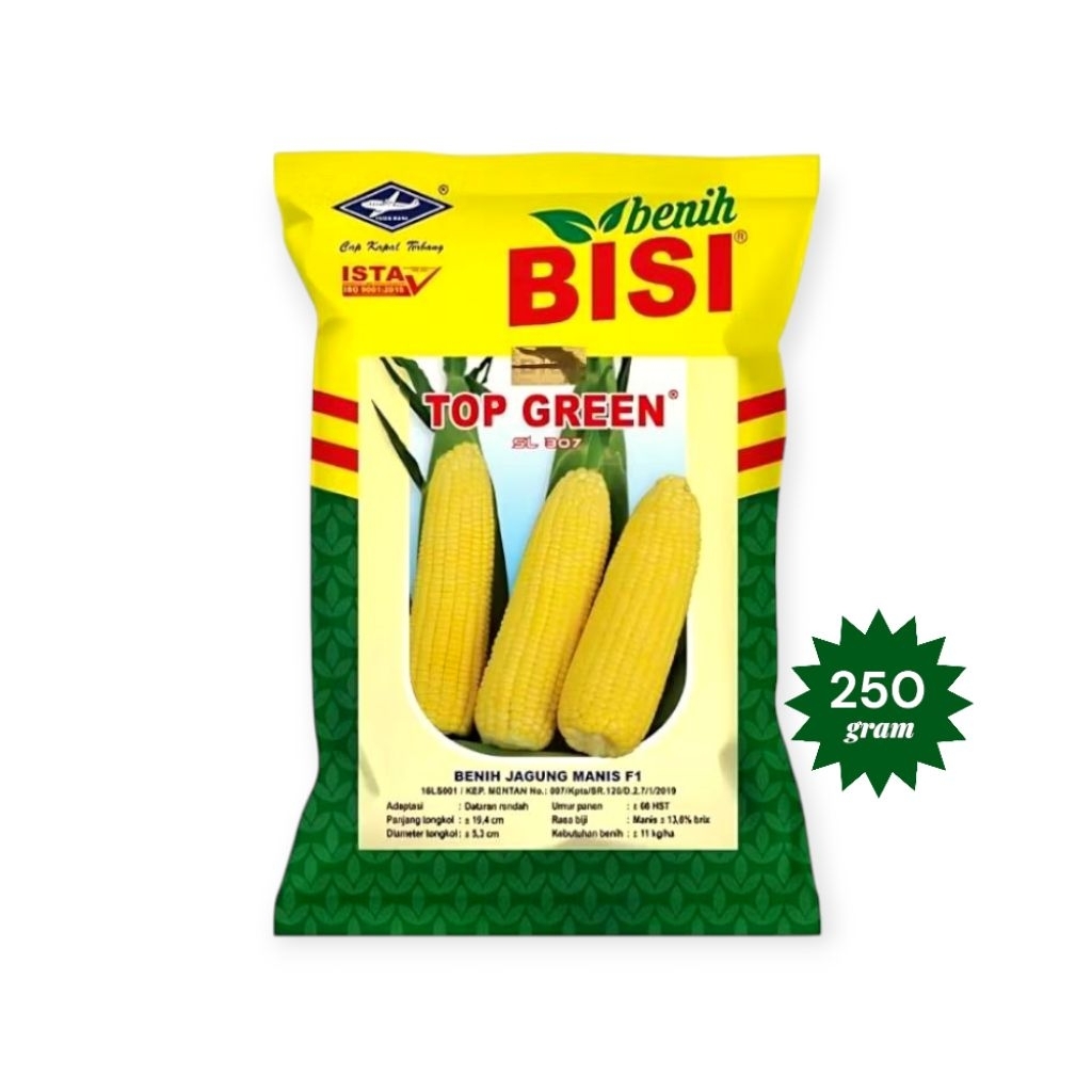 benih jagung manis TOP GREEN 250gram isi bersih ±1.800 butir