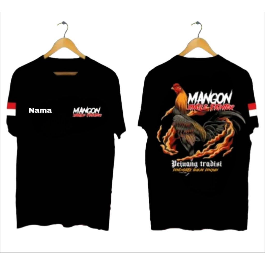 KAOS MANGON SINGLE FIGHTER - Pejuang Tradisi  Penghobi Bukan Penjudi - Baju Unisex Bali Bahan Adem &
