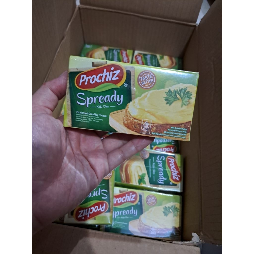 

READY PAKET ISI 10 PCS PROCHIZ SPREADY CHEDDAR CHEESE UKURAN 160 GRAM | KEJU OLES | SELAI KEJU | KEJU LUMER | KEJU ISIAN UNTUK ROTI KUE, BAKSO, CIRENG, BOLU DAN ROTI | KEJU OLES | SELAI KEJU 160GRAM