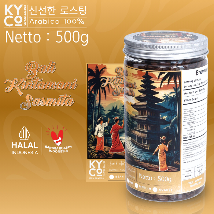 

Biji Kopi Arabika Bali Kintamani Sasmita 500 gram - Full Wash Grade 1 | Roast Beant | Kintamani | Medium Roast | Kiyowo Coffee Roastery