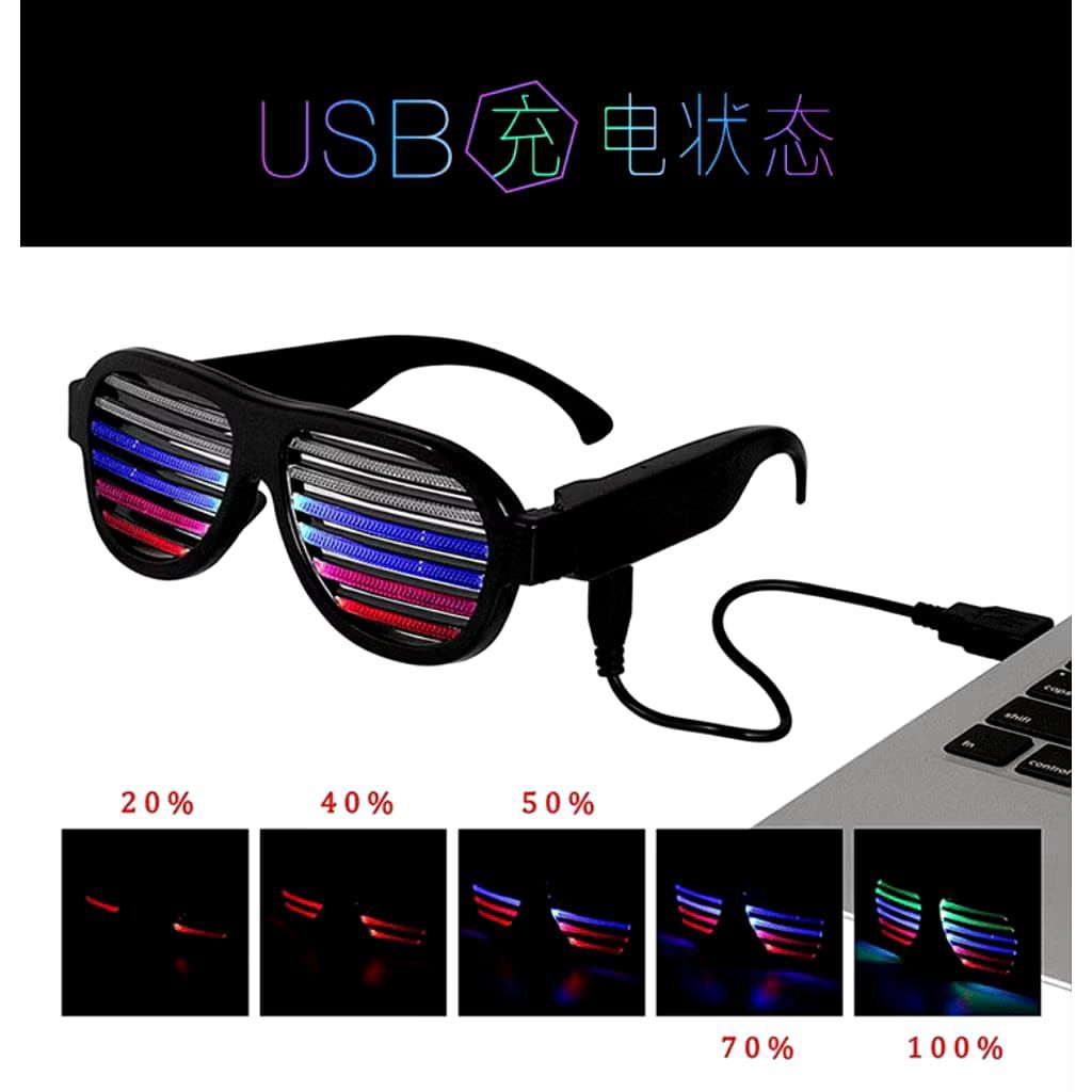 kacamata lampu LED garis sensor suara musik